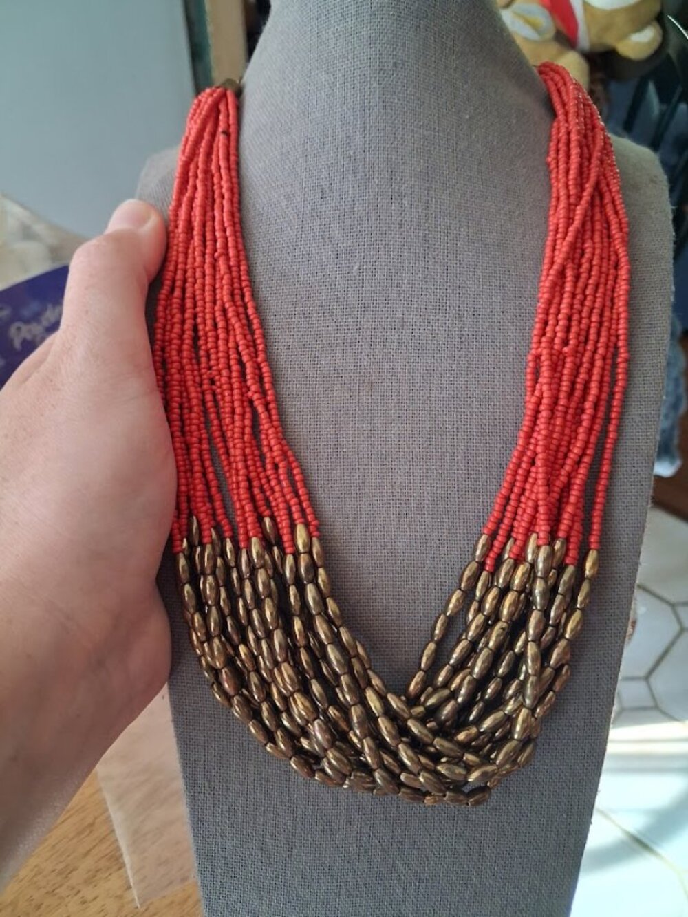20 inch multistrand beaded statement necklace